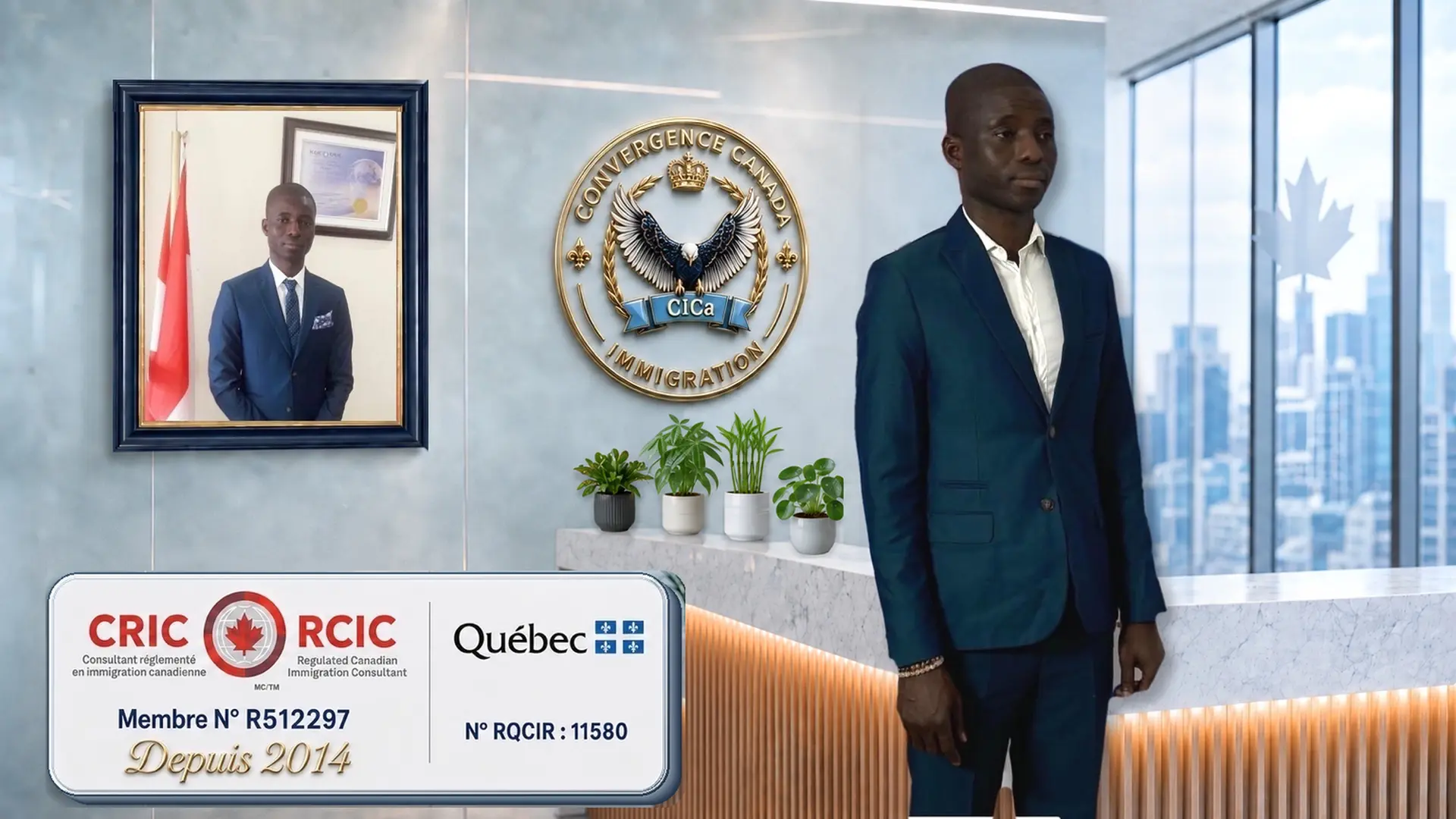 Kouakou Théodore ALLAGBÉ, Consultant Réglementé en Immigration et Citoyenneté Canadienne (CRIC), dans les bureaux de Convergence Canada Immigration
